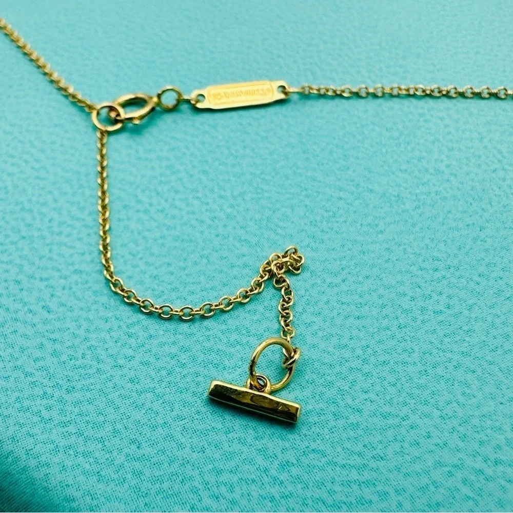 Tiffany & Co. 18K Yellow Gold Diamonds Vertical Bar Pendant Necklace 16”-18”